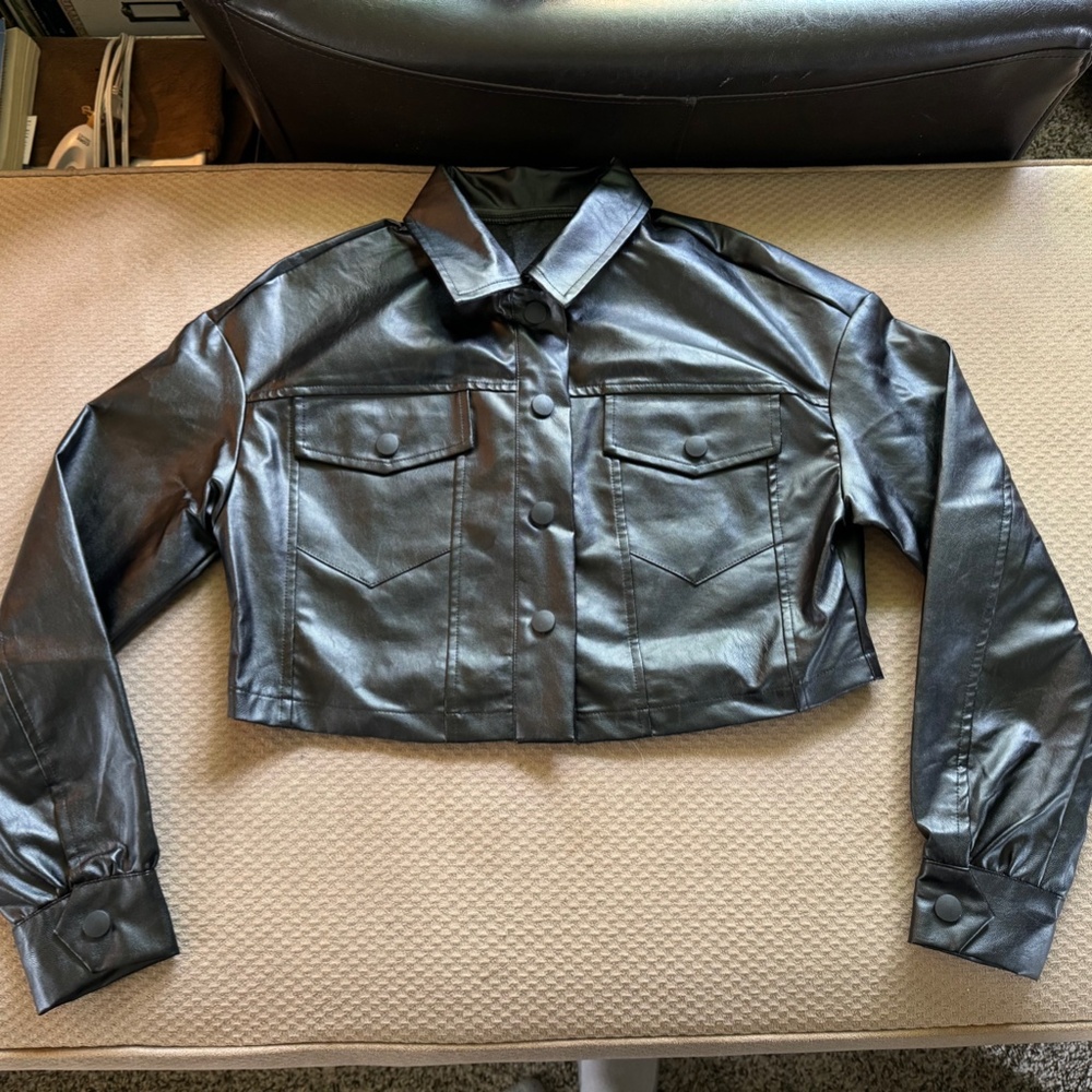 cropped leather jacket